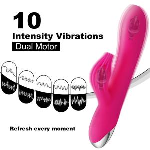 8 Inch Rechargeable Silicone Red Rabbit Vibrator With Clit Stim