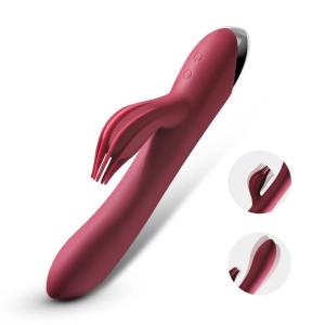 8 Inch Rechargeable Silicone Red Rabbit Vibrator With Clit Stim