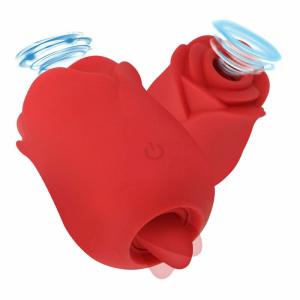 Red quiet tongue sucking toy for Women in the shape of a rose