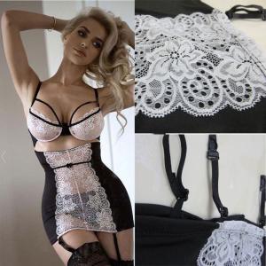 Two Piece Women's Lace Babydoll Sexy Lingerie Lace Chemise Set