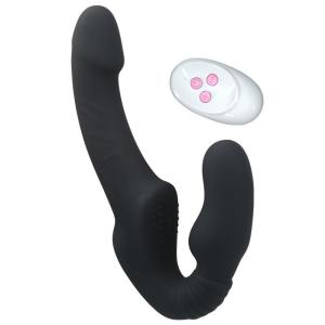 women s wearable black silicone double headed dildo - product photo