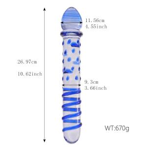10 Inches Blue Realistic Glass Dildo