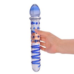 10 Inches Blue Glass Dildo
