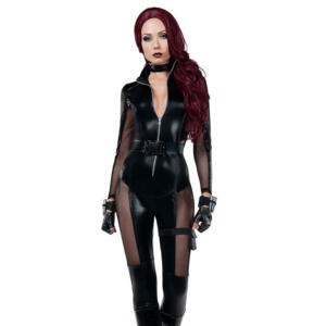 sex doll black widow Front Zip Up Merry Widow Corset & G-String Large Black – Premier Sex Toys main image 1