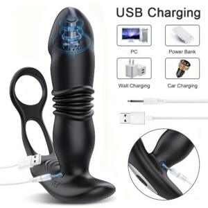 1pc electric telescopic anal plug vibrator app remote - feature closeup
