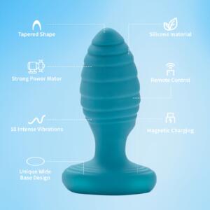 Blue Butt Plug With 360 Degree Rotation Function