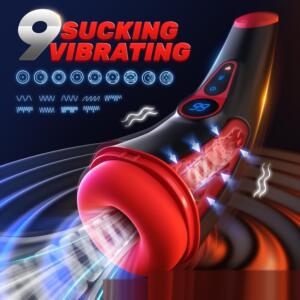 9 mode sucking vibrating male masturbator cup with dual stimulation patterns