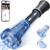 App-controlled sucking vibrating male masturbator cup with transparent sleeve and phone remote