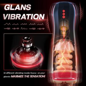 Glans vibration automatic male masturbator with 10 vibrating modes and textured sleeve
